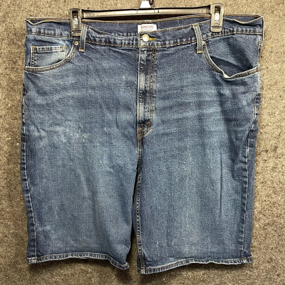 Levi Strauss Signature Mens Blue Classic Denim Shorts 44 Relaxed Fit 10 Inseam
